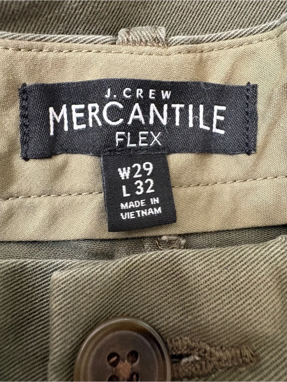 J.Crew Mercantile Flex Slim Chino Pants W29 L32 Olive Green